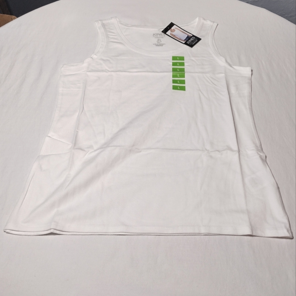 Jones New York Signature Set Of 2 White S/L Scoop Neck Tank Top With Binding